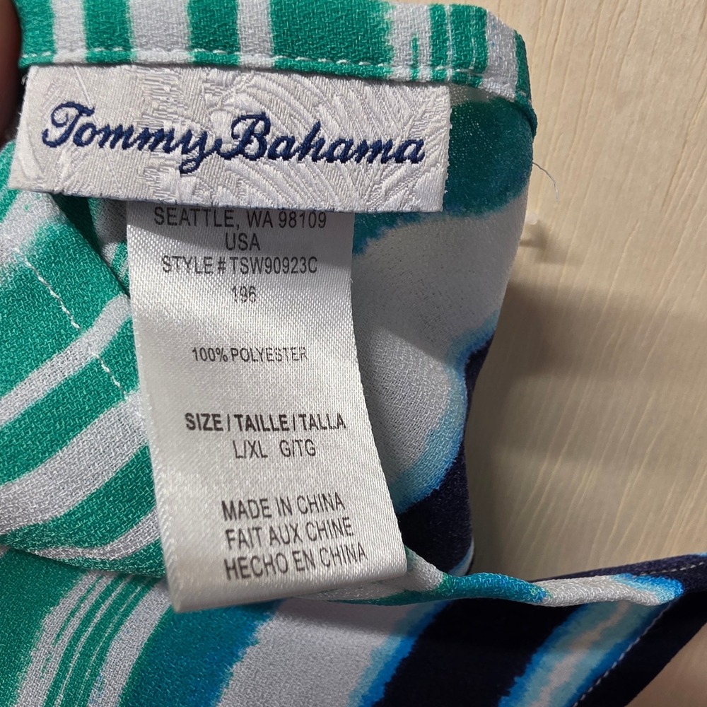 Tommy Bahama Striped Handkerchief Hem Cover Up Dress Multicolor L/XL TSW90923C - Picture 2 of 14